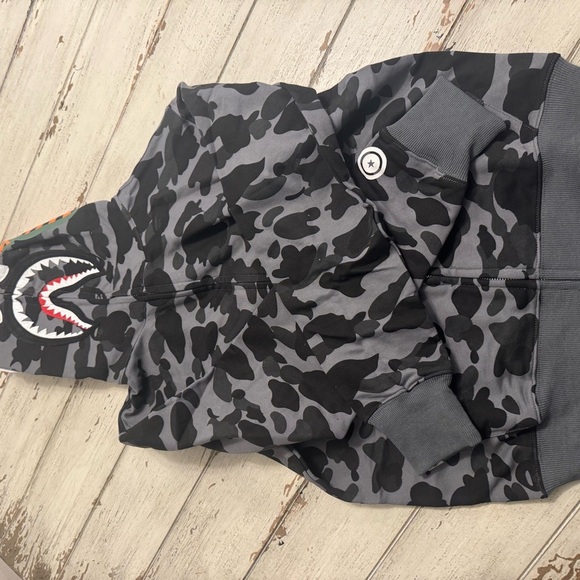 Bape Full Face Zip Shark Jacket Gray Camo ABC Men’s Large - Picture 2 of 9